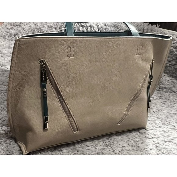 Steve Madden BQUEENIE Bisque Taupe Teal Tote Bag Purse Set NEW Rare - Picture 9 of 14